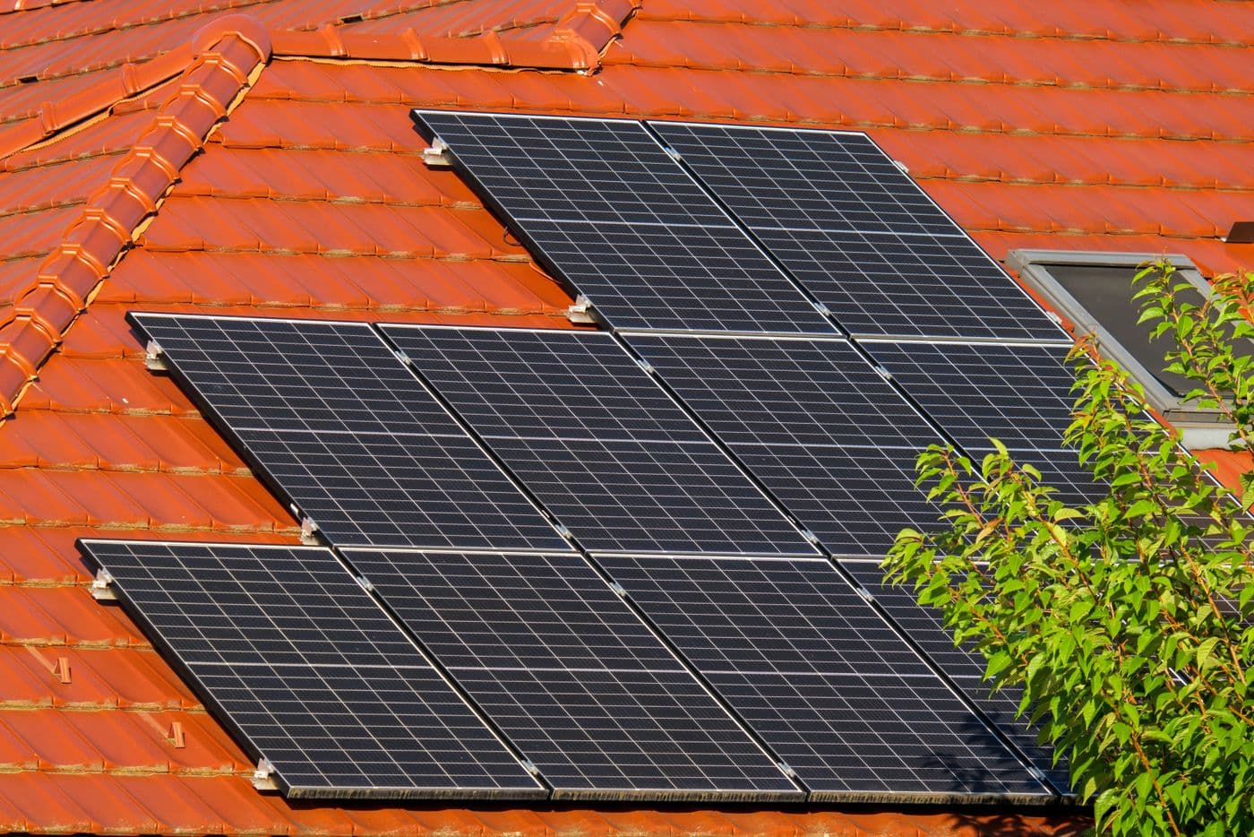 Solar panels on a residential roof