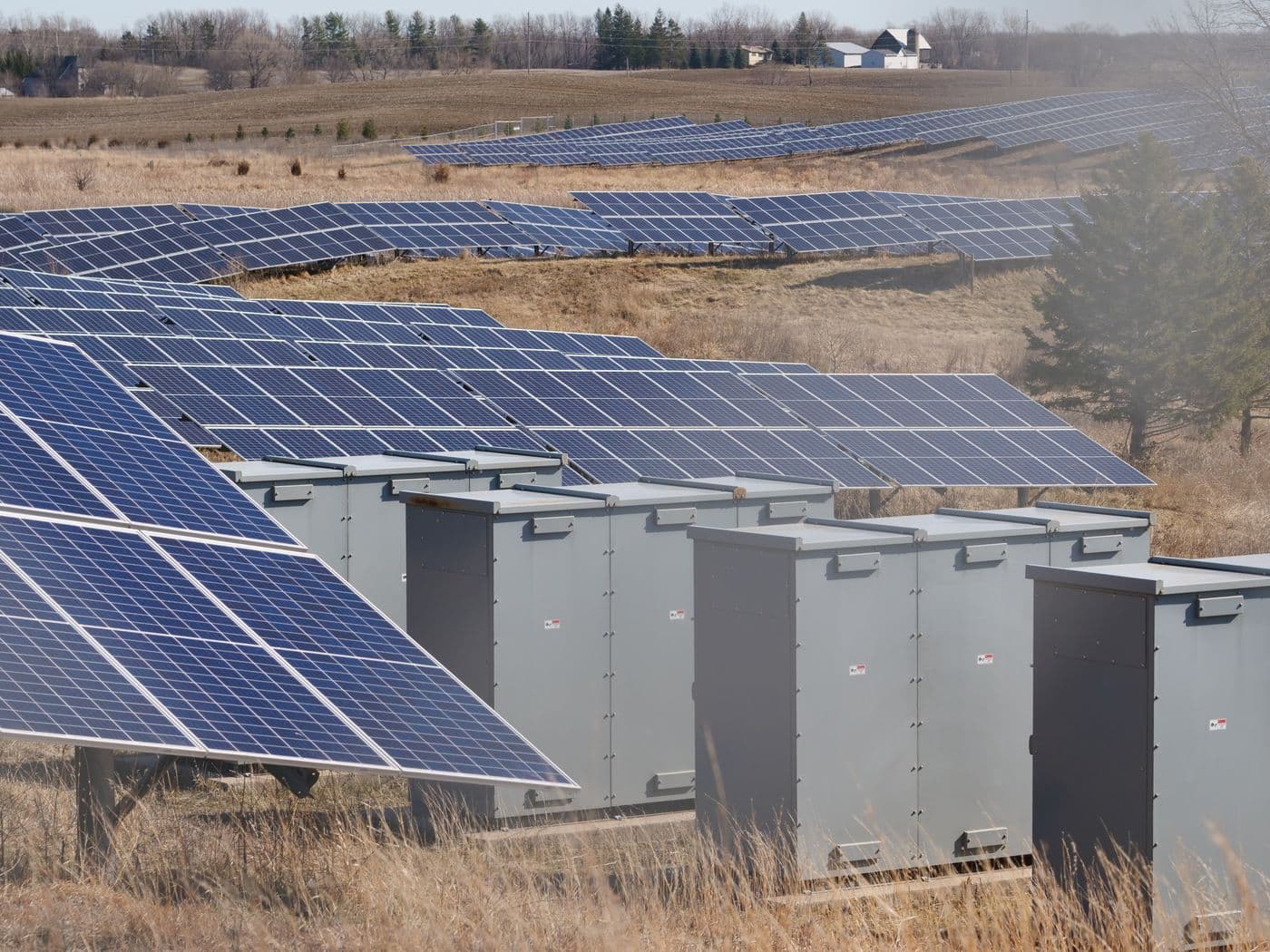 Solar array installed in an open landscape